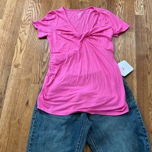 2pc Isabel, maternity M pink top/crossover panel Isabel jeans 4/26.5 inseam 🌸